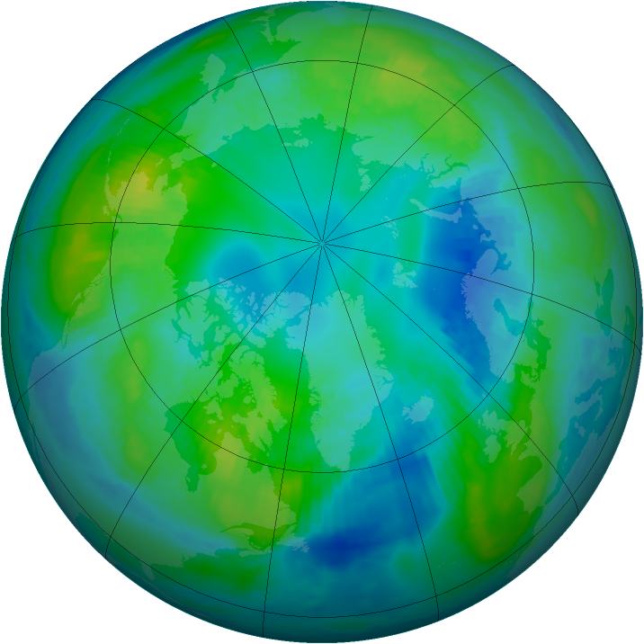 Arctic ozone map for 25 October 1999